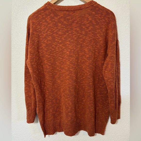 Rachel Zoe Linen/Cotton Blend Orange Boucle Texture Knit Pullover Sweater Size S - Picture 3 of 5